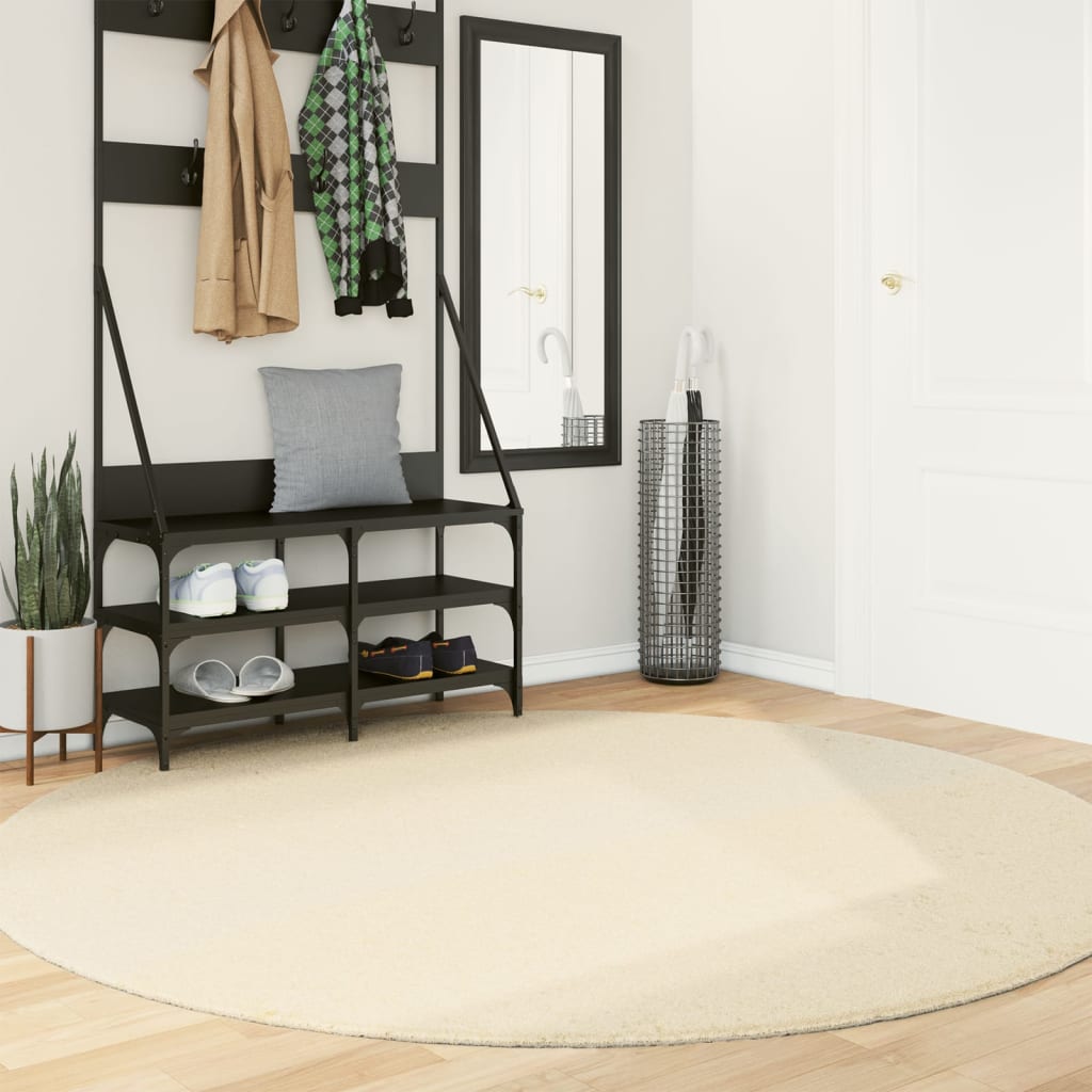 Vidaxl Teppich Huarte Kurzflor weich waschbar ø 200 cm Creme