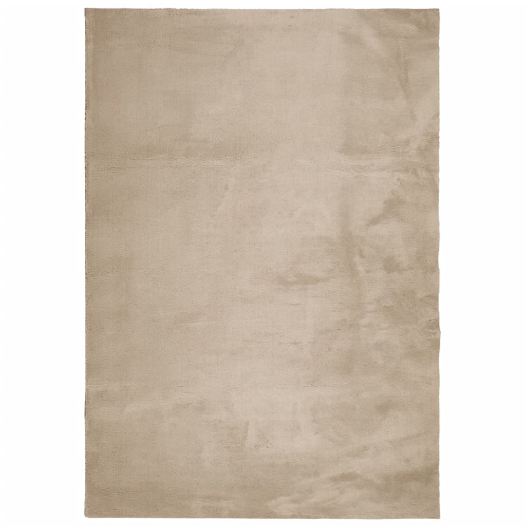 VidaXL Teppich Huarte Kurzflor weich waschbar 140x200cm sandfarben