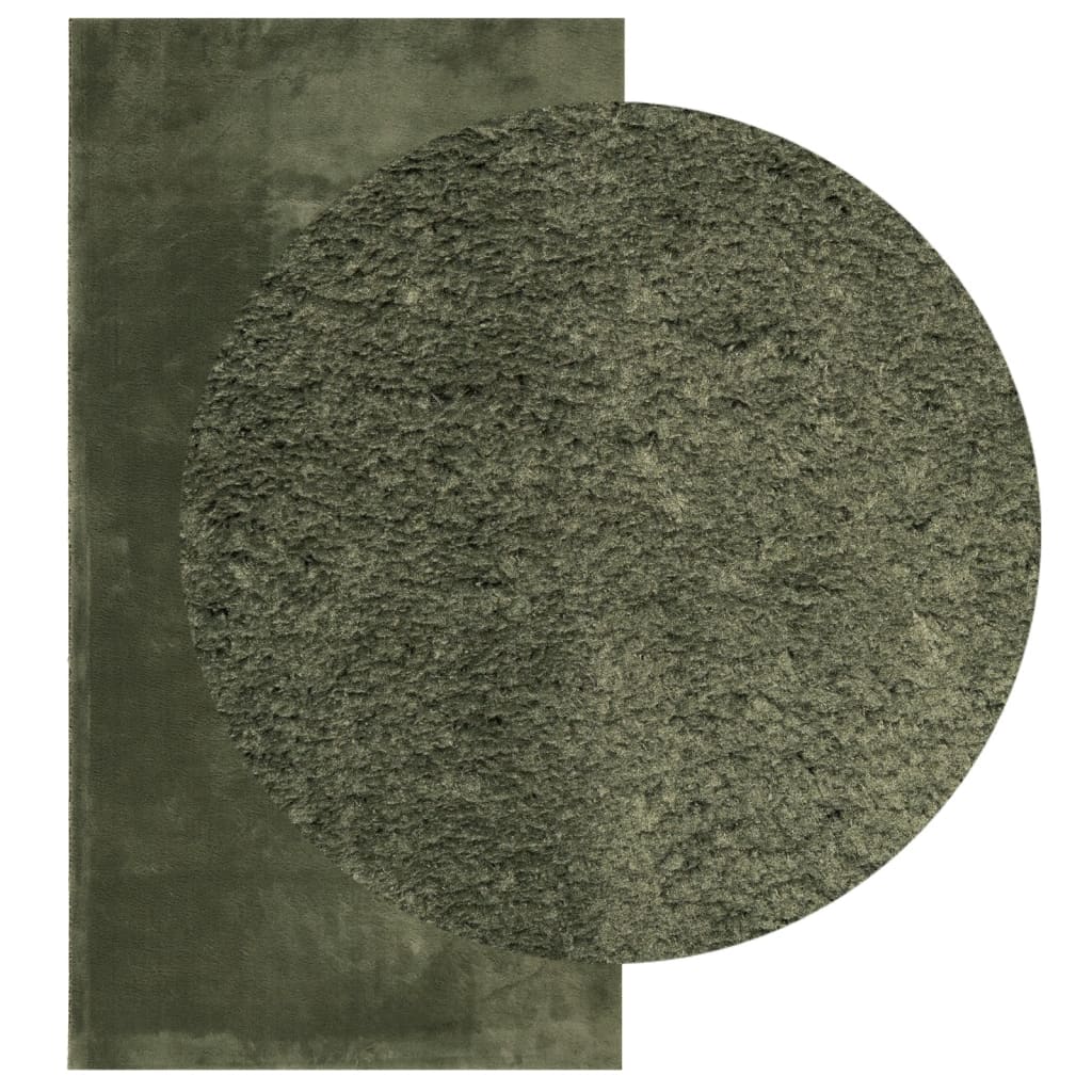 VidaXL Teppich Huarte Kurzflor weich waschbar 80x150 cm Waldgrün