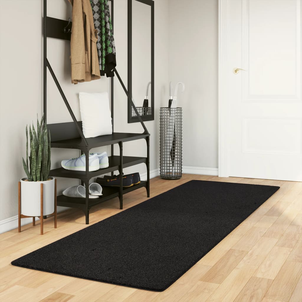 Vidaxx Teppich Huarte Kurzflor weich waschbar 80x250 cm schwarz