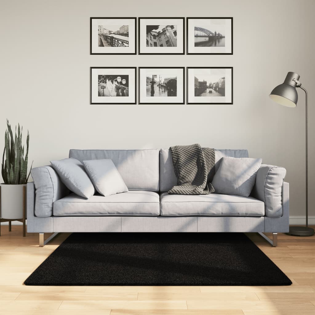 Vidaxx Teppich Huarte Kurzflor weich waschbar 120x120 cm schwarz