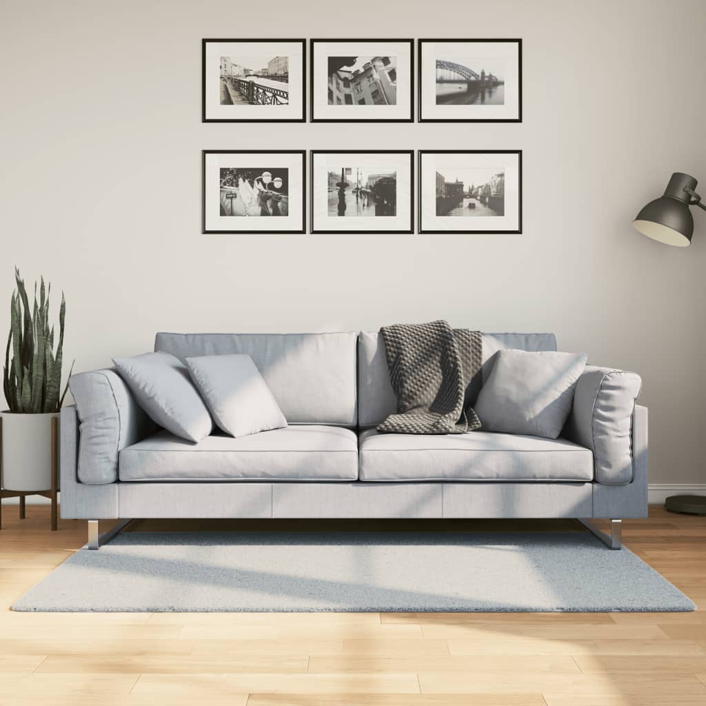 VidaXL Teppich Huarte Kurzflor weich waschbar 80x150 cm blau