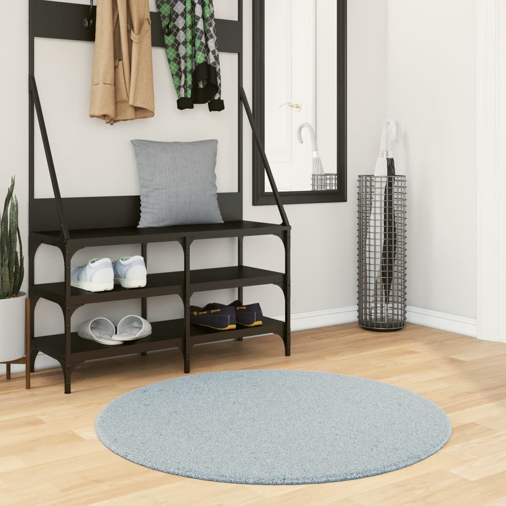 Vidaxl Teppich Huarte Kurzflor weich waschbar ø 100 cm blau