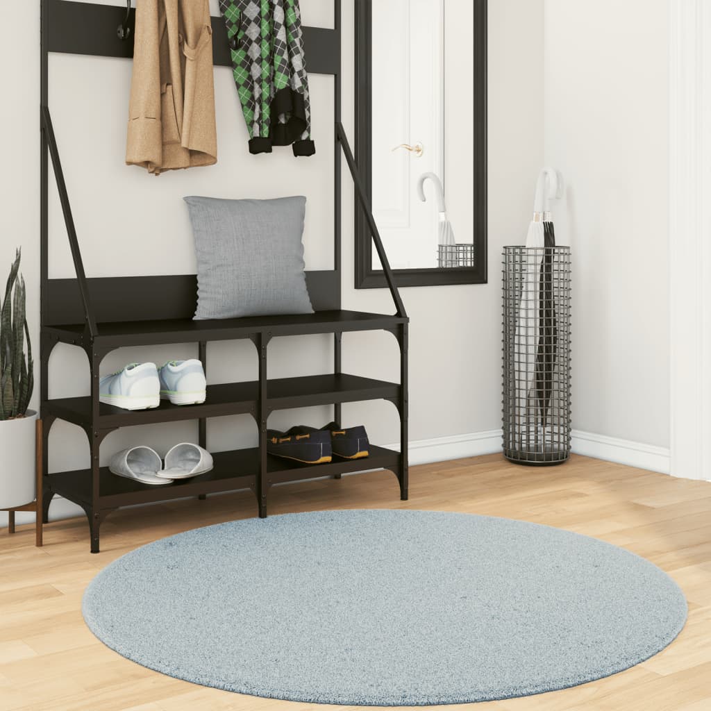 Vidaxl Teppich Huarte Kurzflor weich waschbar ø 120 cm blau