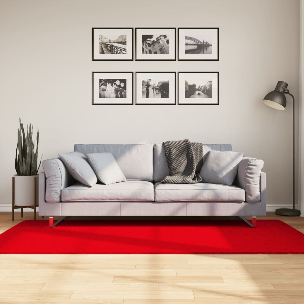 VidaXL Teppich Huarte Kurzflor weich waschbar 100x200 cm rot