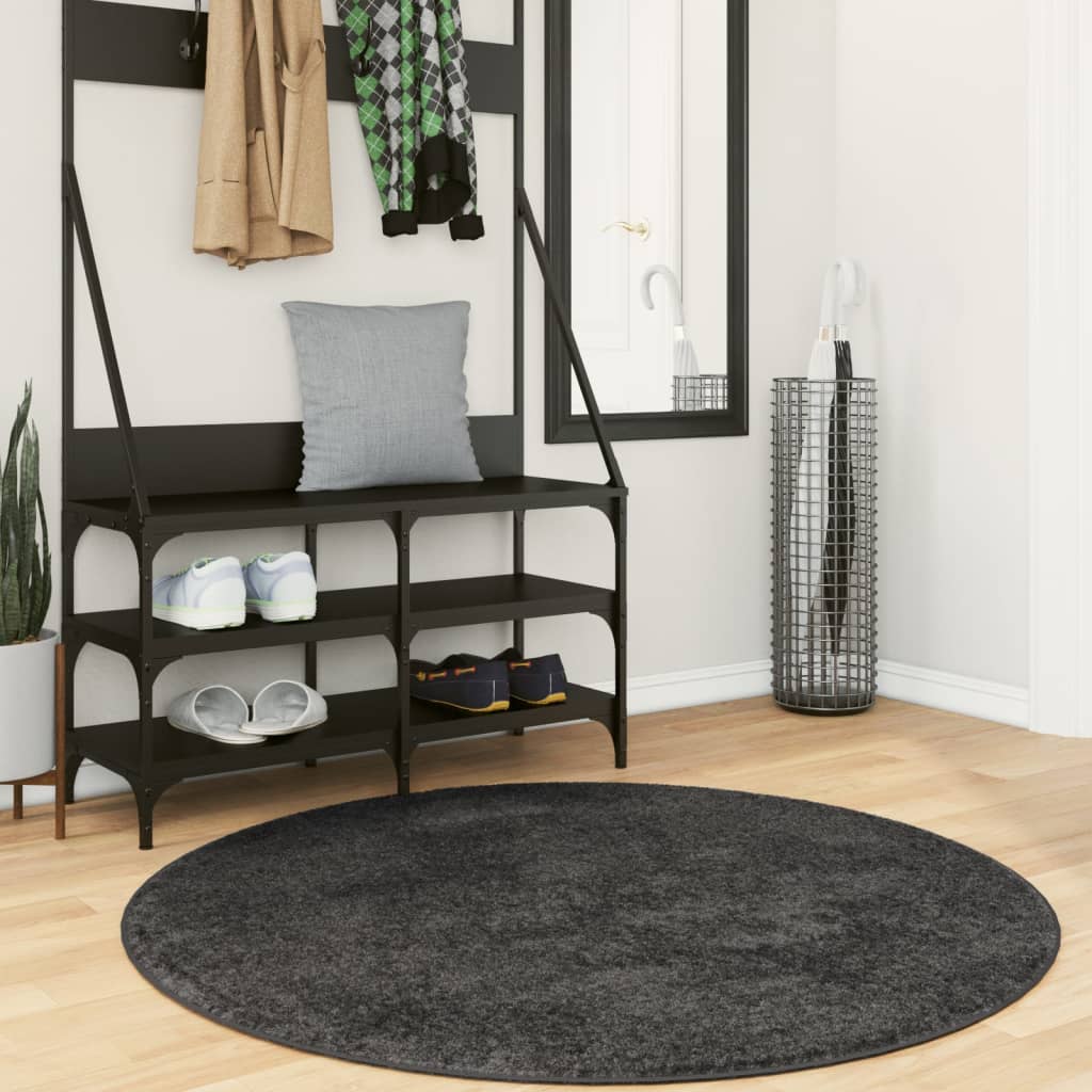 Vidaxl Teppich Pamplona Shaggy Hochflor Modern ø 160 cm Anthrazit