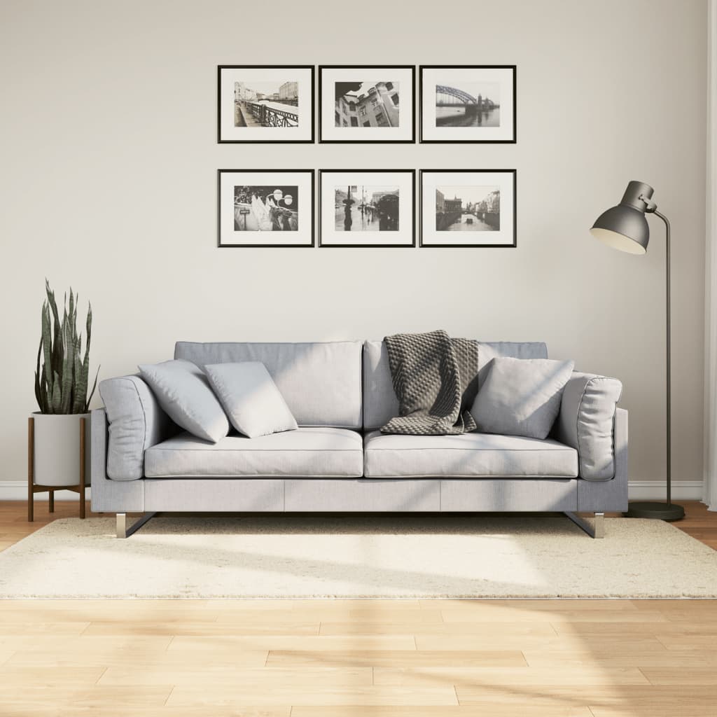 VidaXL Teppich Pamplona Shaggy Hochflor Modern 120x120 cm Creme