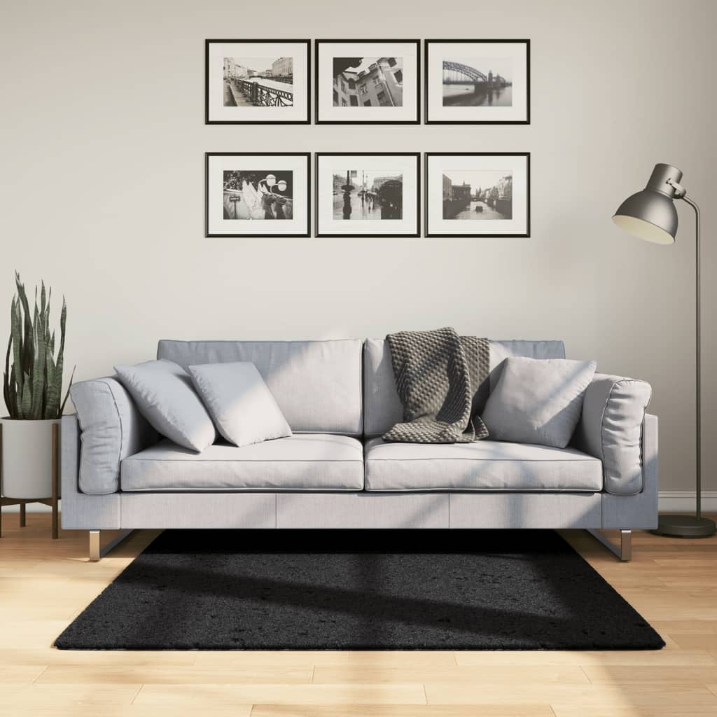VidaXL Teppich Pamplona Shaggy Hochflor Modern 120x120 cm Schwarz