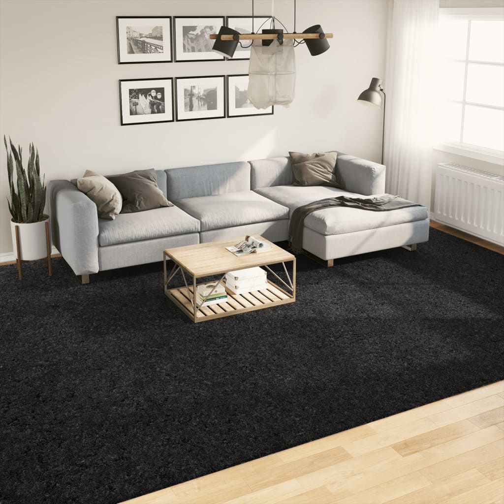 VidaXL Teppich PAMPLONA Shaggy Hochflor Modern 300x400 cm Schwarz