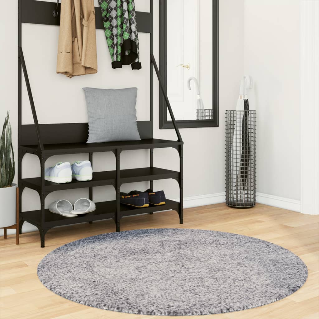 VidaXL Teppich Pamplona Shaggy Hochflor Modern ø 120 cm Blau