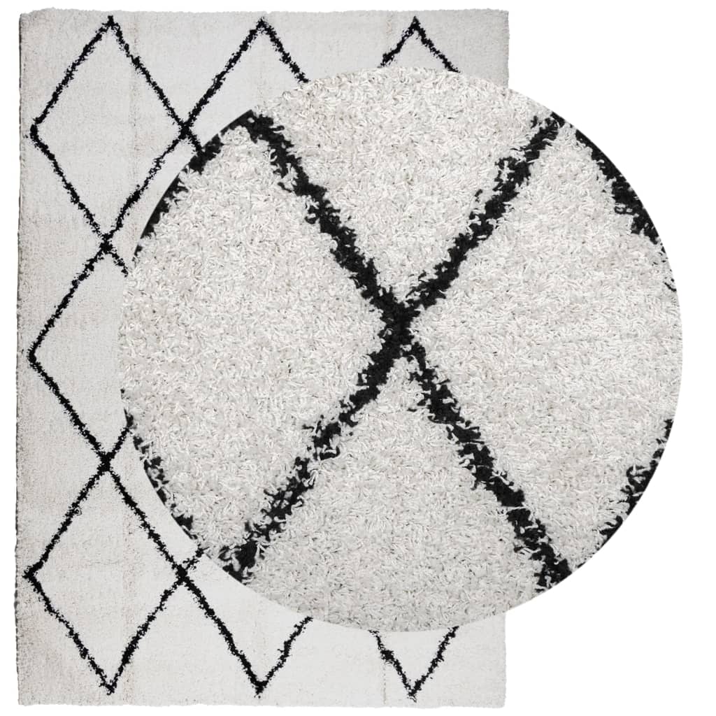 VidaXL Teppich Pamplona Shaggy Hochflor 120x170 cm Creme und Schwarz