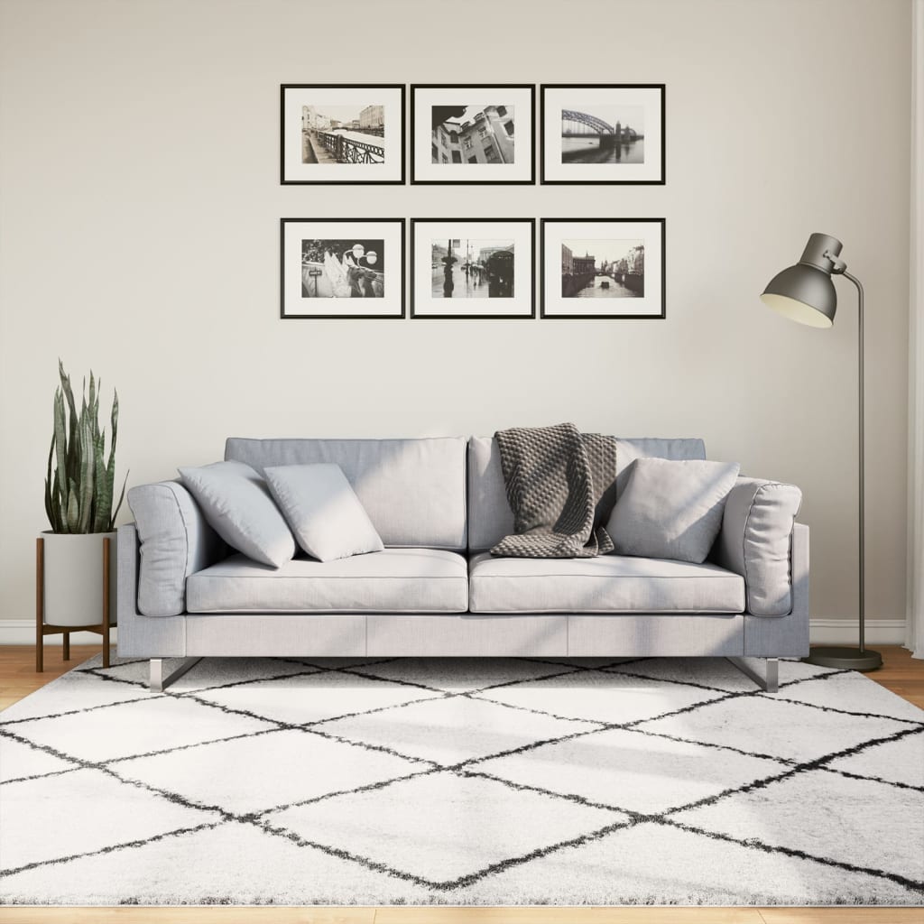 VidaXL Teppich Pamplona Shaggy Hochflor 200x200 cm Creme und Schwarz