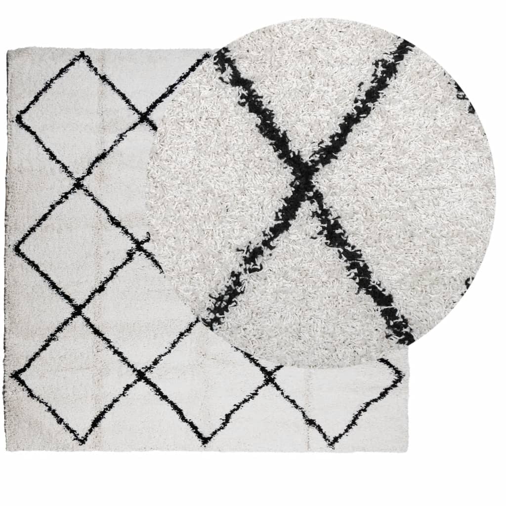 VidaXL Teppich Pamplona Shaggy Hochflor 240x240 cm Creme und Schwarz