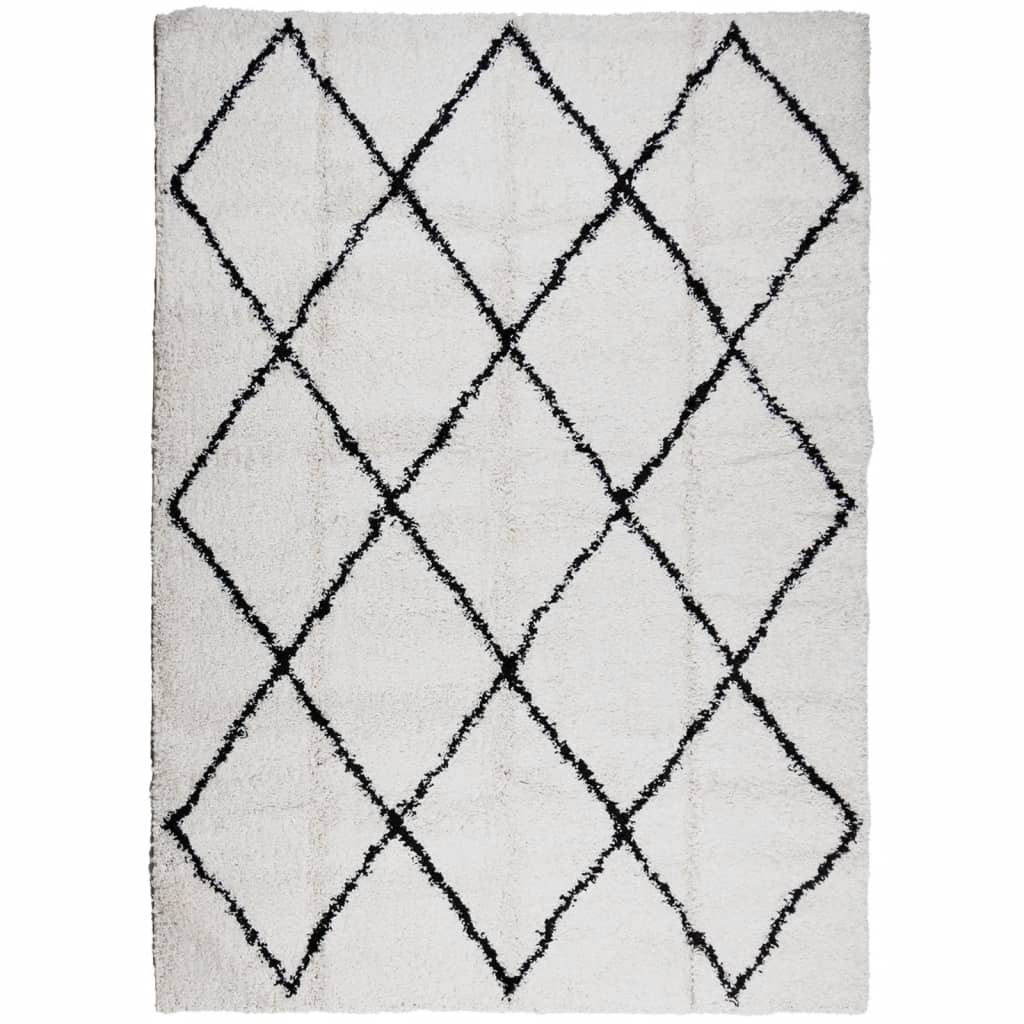 VidaXL Teppich Pamplona Shaggy Hochflor 240x340 cm Creme und Schwarz