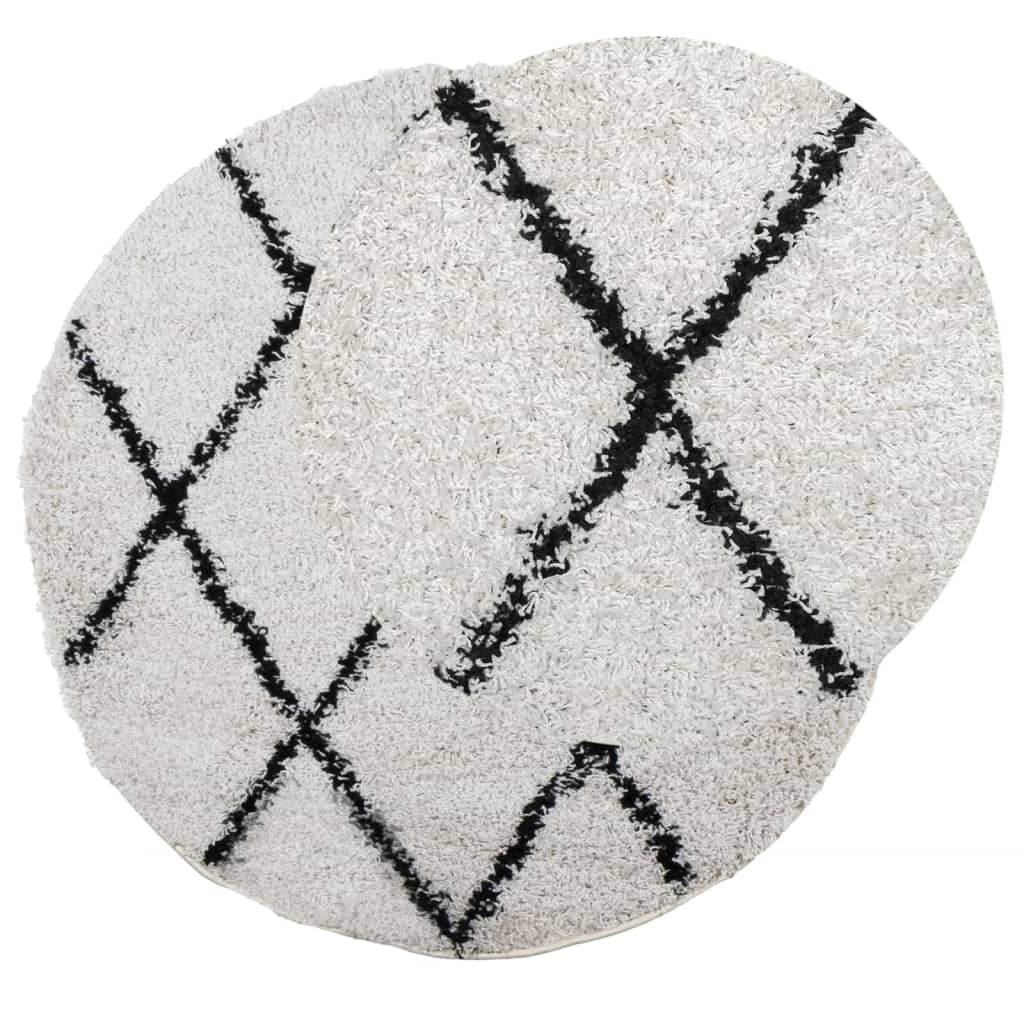 VidaXL Teppich Pamplona Shaggy Hochflor ø 80 cm Creme und Schwarz