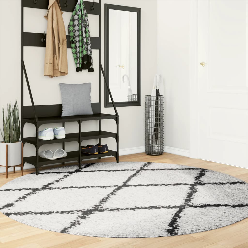 VidaXL Teppich Pamplona Shaggy Hochflor ø 200 cm Creme und Schwarz