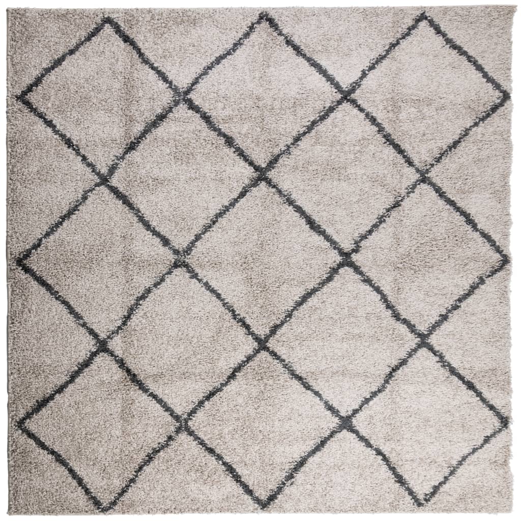 VidaXL Teppich Pamplona Shaggy Hochflor 160x160 cm Beige Anthrazit