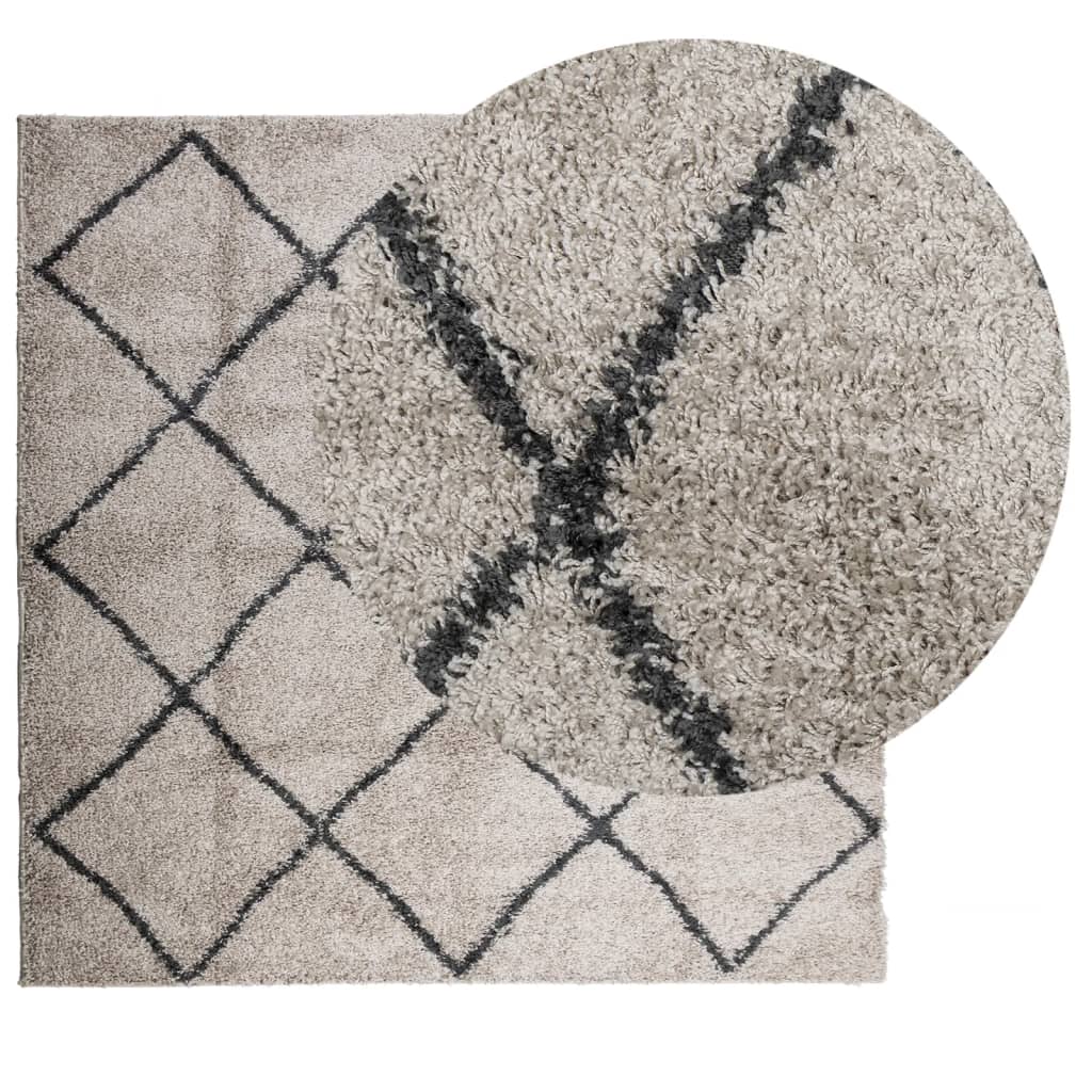 VidaXL Teppich Pamplona Shaggy Hochflor 160x160 cm Beige Anthrazit