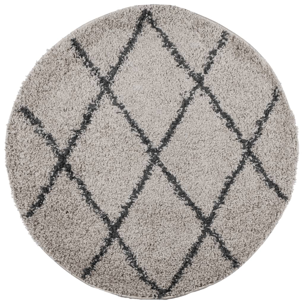 VidaXL Teppich Pamplona Shaggy Hochflor ø 160 cm Beige Anthrazit