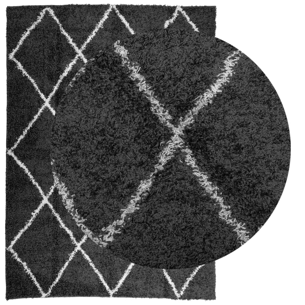 Vidaxx Teppich Shaggy Hochflor Modern 200x280 cm Schwarz und Creme
