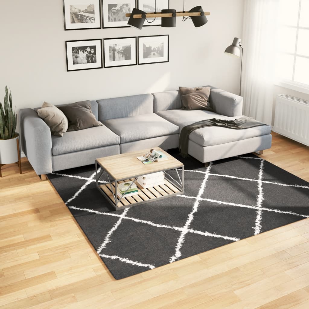 Vidaxx Teppich Shaggy Hochflor modern 240x240 cm Schwarz und Creme