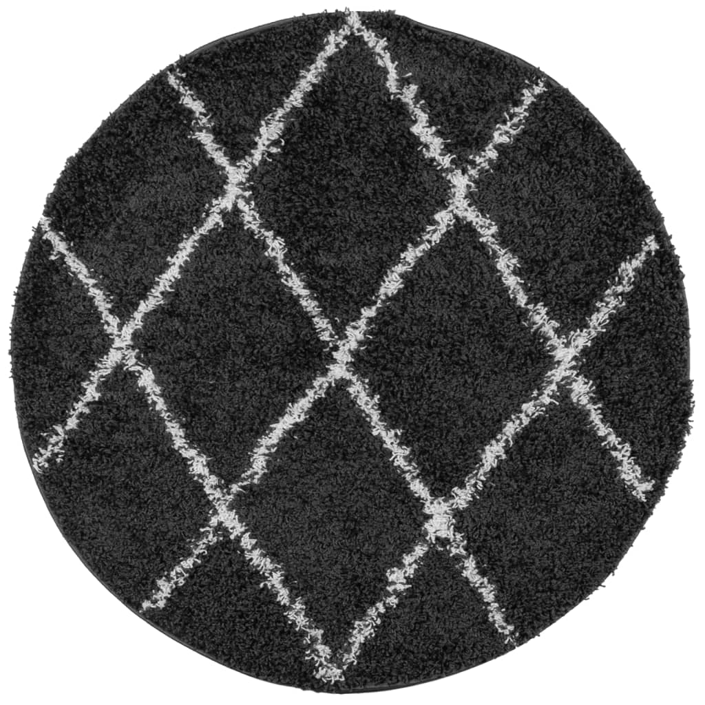 VidaXL Teppich Pamplona Shaggy Hochflor ø 160 cm Schwarz und Creme