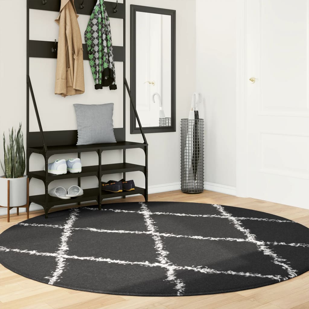 VidaXL Teppich Pamplona Shaggy Hochflor ø 200 cm Schwarz und Creme