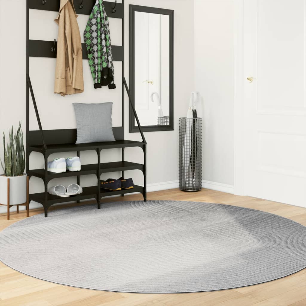 Vidaxl Teppich Iza Kurzflor skandinavisch ø 200 cm grau