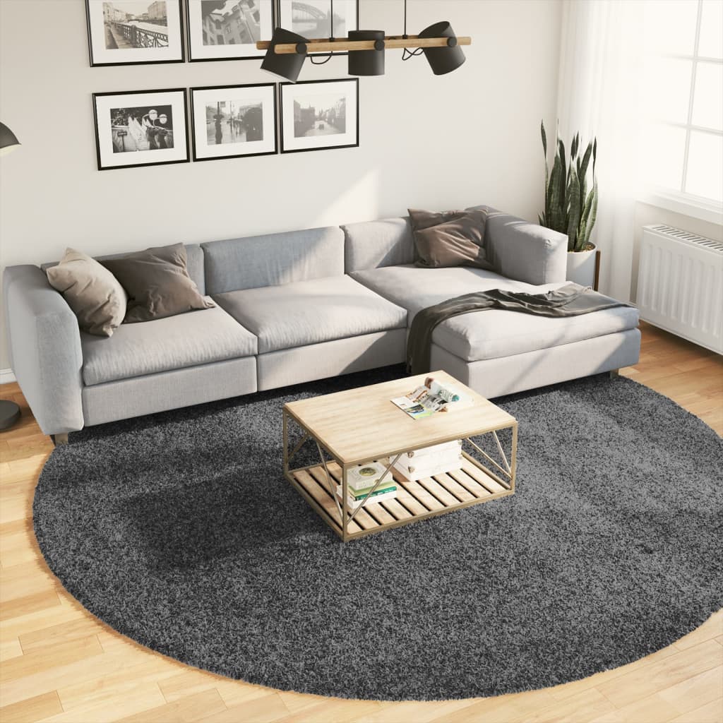 VidaXL Teppich OVIEDO Kurzflor Ø 280 cm Anthrazit