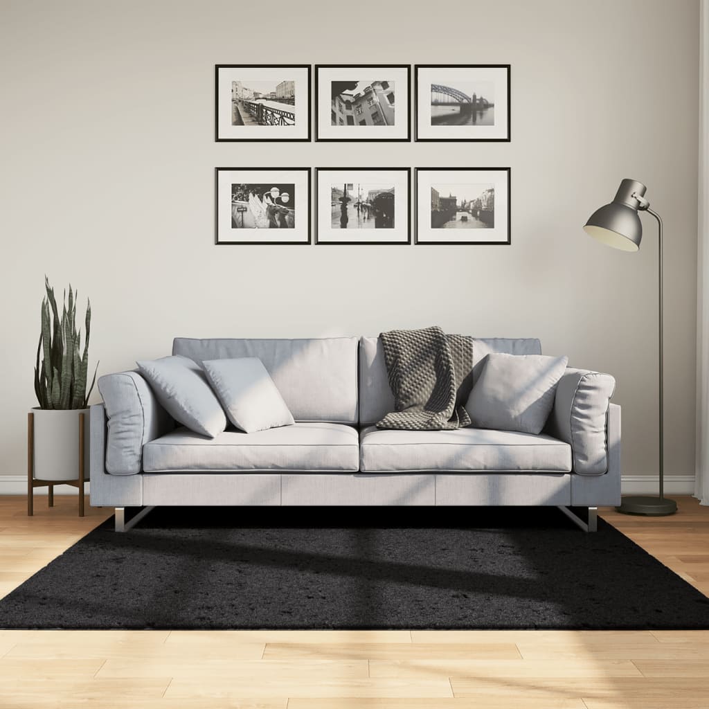 VidaXL Teppich Oviedo Niederflor 160x160 cm schwarz