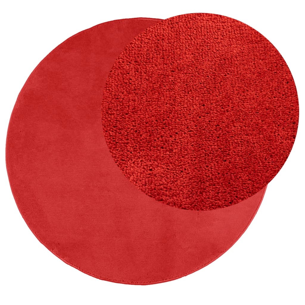 VidaXL Teppich Oviedo niedriger Flor ø 100 cm rot