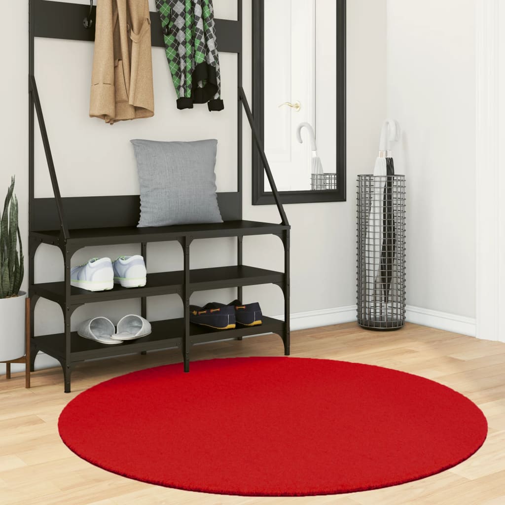 VidaXL Teppich Oviedo niedriger Flor ø 120 cm rot