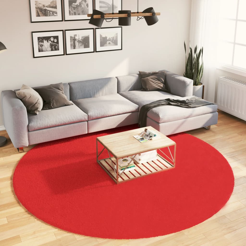 Vidaxx Teppich Oviedo Niederflor ø 240 cm rot