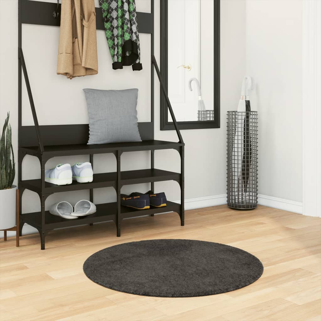 Vidaxl Teppich Istan Hochflor glänzend ø 80 cm Anthrazit