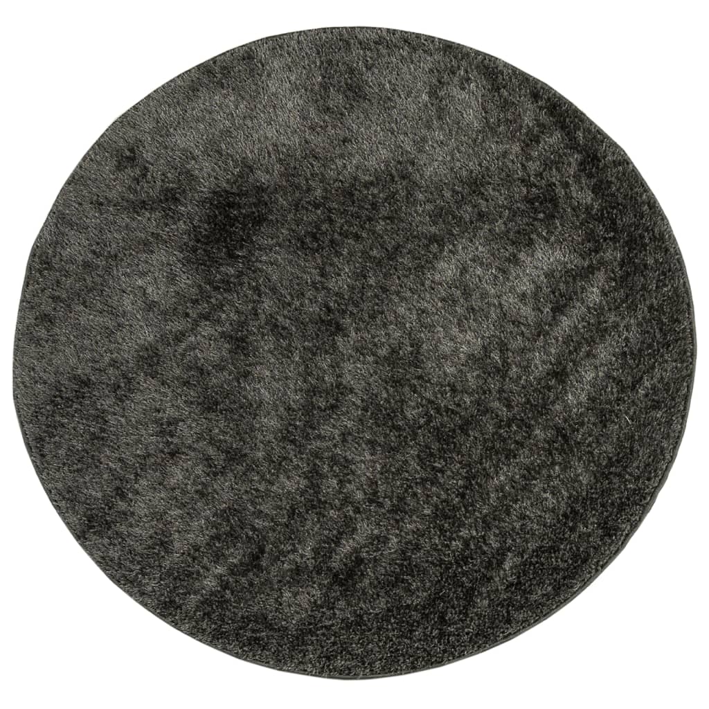 Vidaxl Teppich Istan Hochflor glänzend ø 100 cm Anthrazit