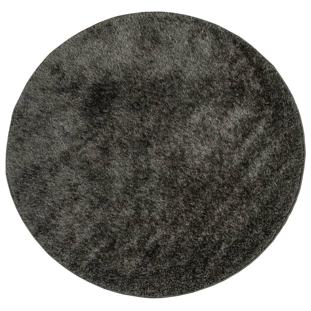 Vidaxl Teppich Istan Hochflor glänzend ø 160 cm Anthrazit