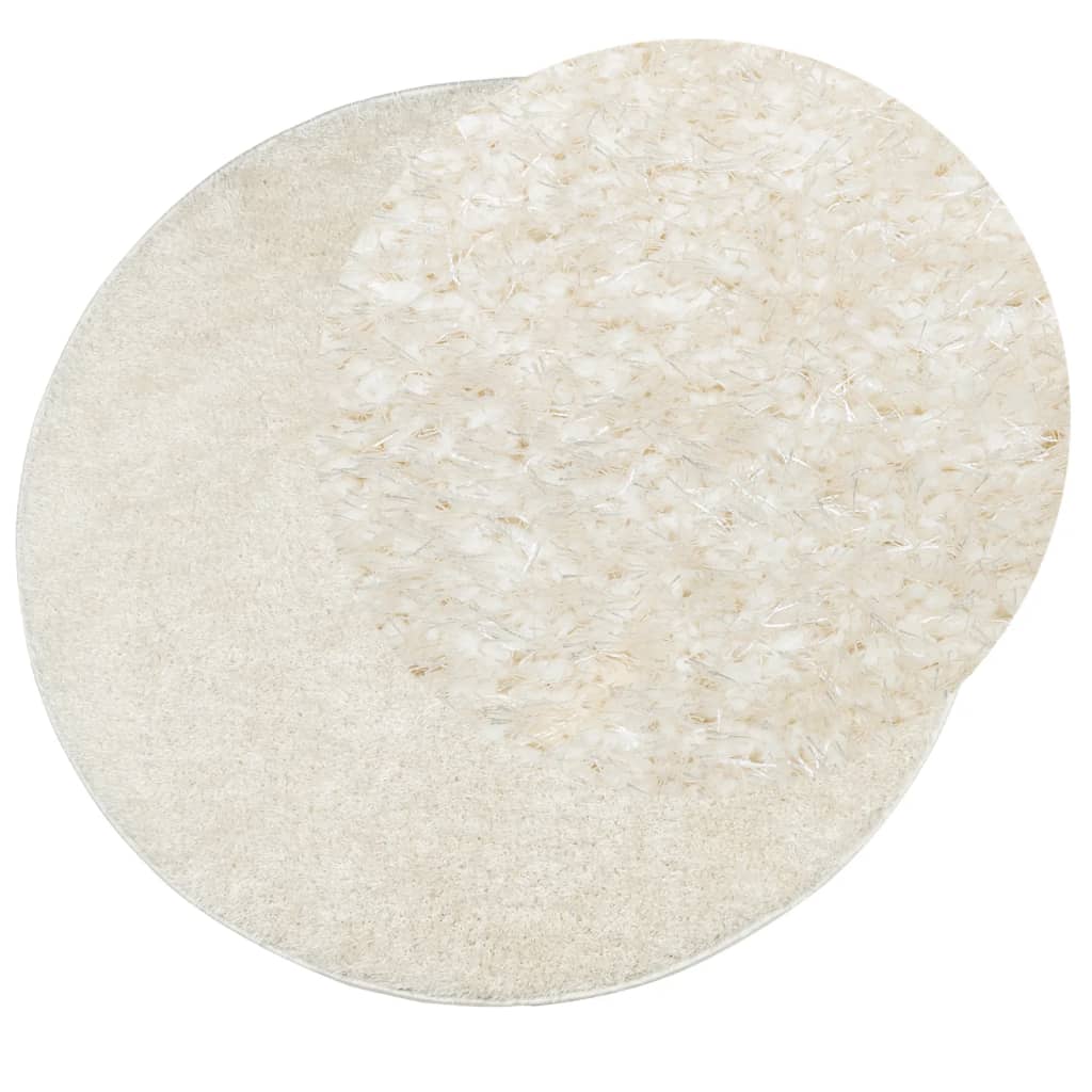 Vidaxl Teppich Istan Hochflor glänzend ø 100 cm cremefarben