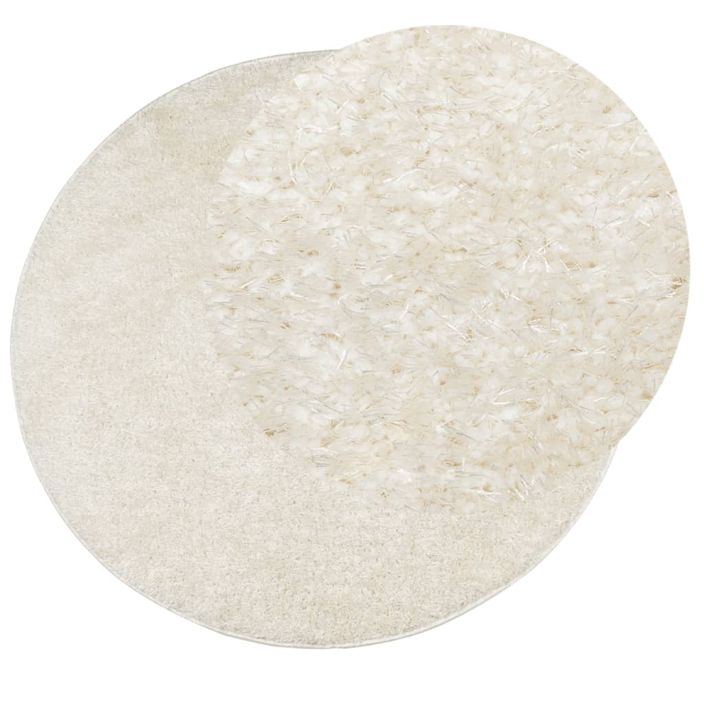 Vidaxl Teppich Istan Hochflor glänzend ø 120 cm cremefarben