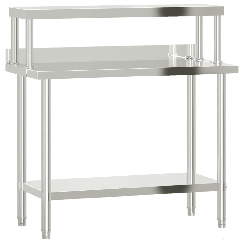 Vidaxl keukenwerktafel met bovenschap 110x55x120 cm roestvrij staal