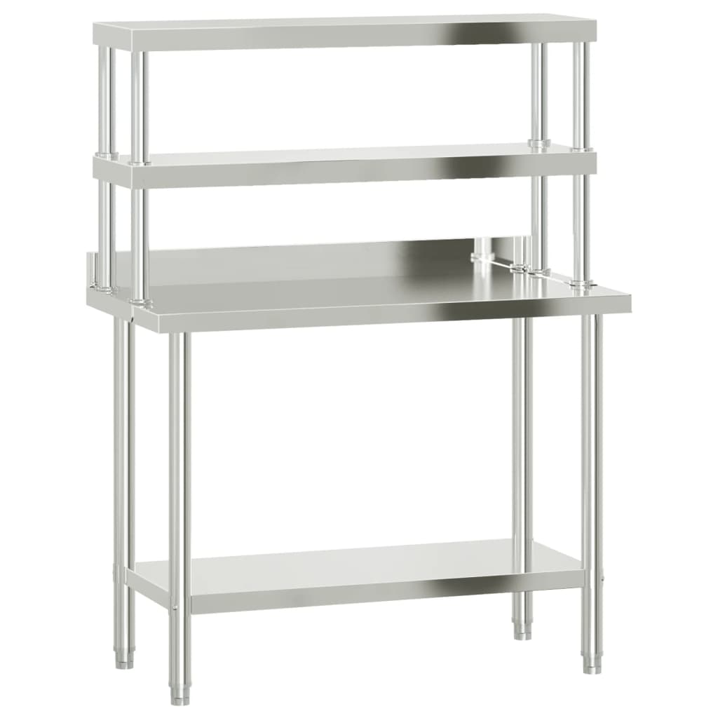 VidaXL Küchenarbeitstisch mit oberer Ablage 110x55x150 cm Edelstahl