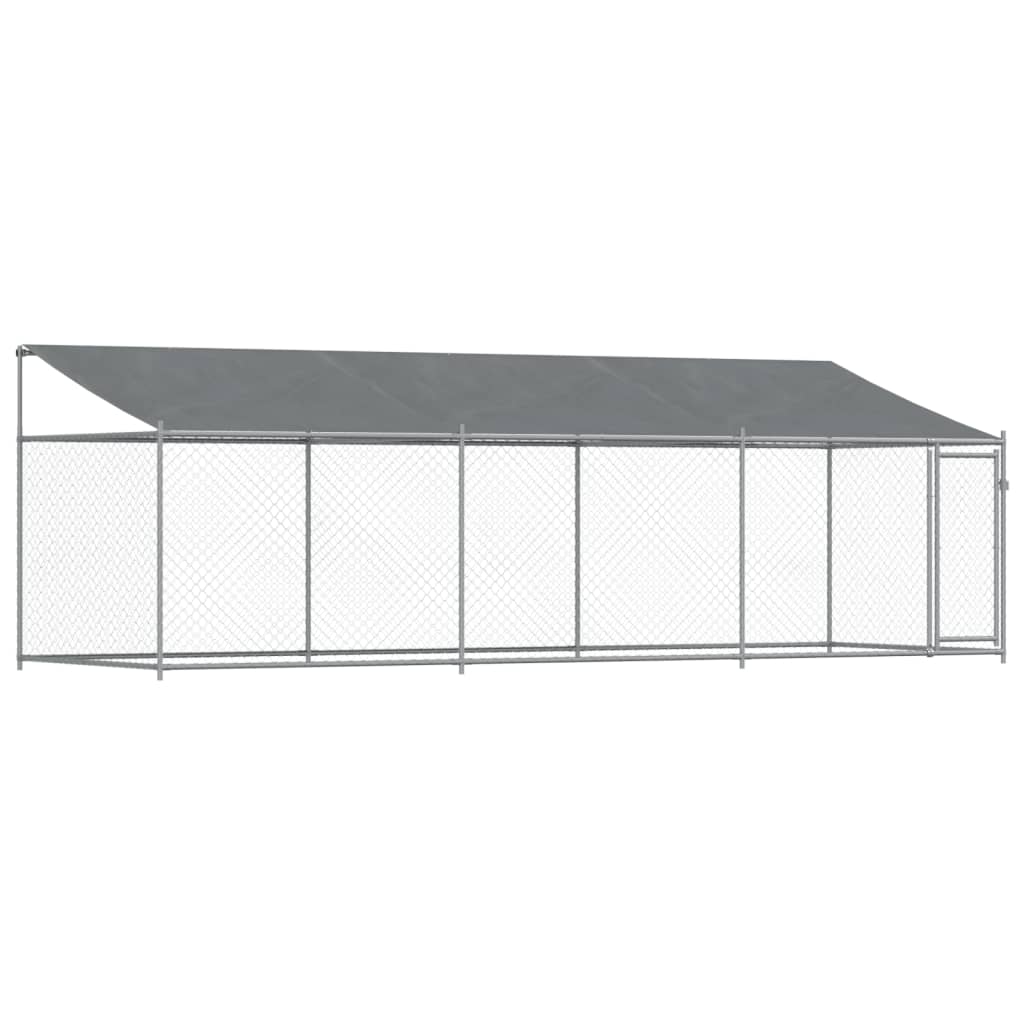 VidaXL Hundehütte mit Dach und Tür 6x2x2 m verzinkter Stahl grau