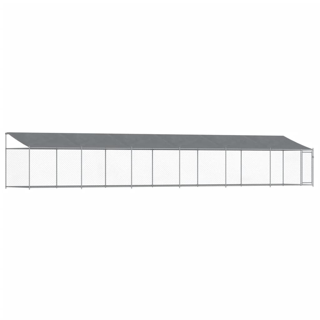 VidaXL Hundehütte mit Dach und Tür 12x2x2 m verzinkter Stahl grau