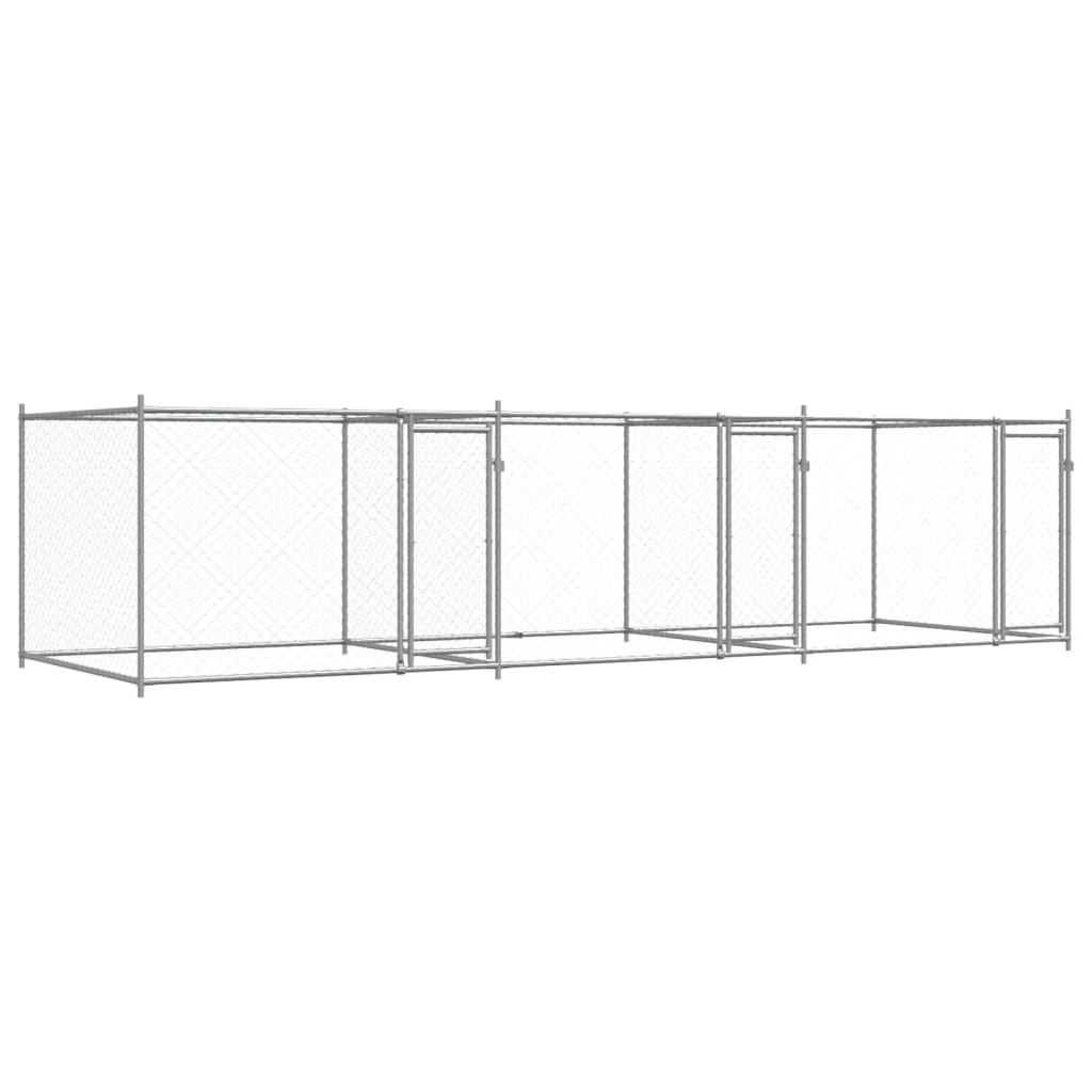 VidaXL Hundehütte mit Türen 6x2x1,5 m verzinkter Stahl grau
