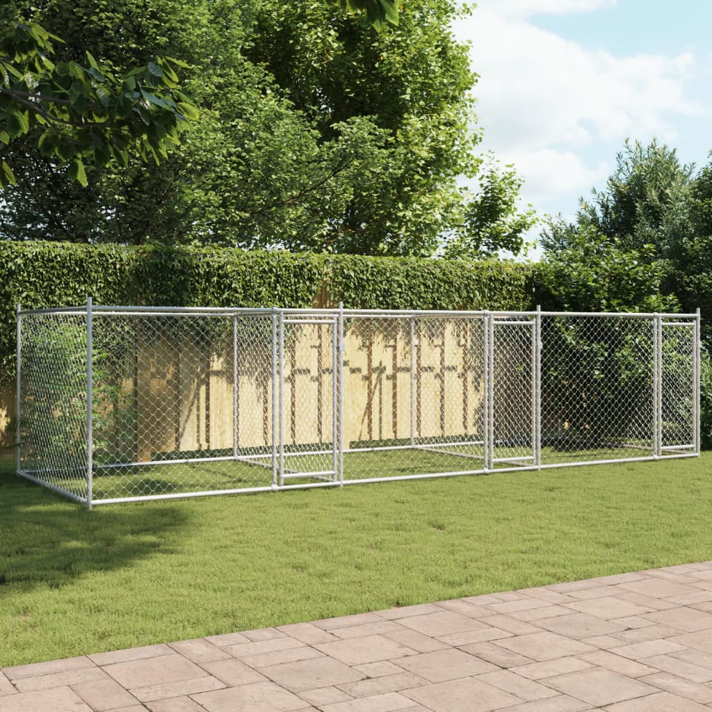 VidaXL Hundehütte mit Türen 6x2x1,5 m verzinkter Stahl grau