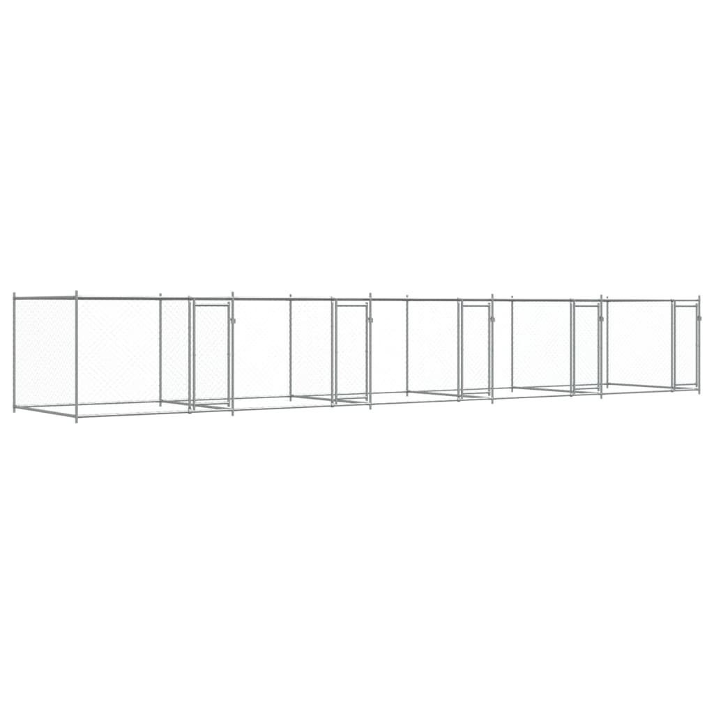 VidaXL Hundehütte mit Türen 10x2x1,5 m verzinkter Stahl grau