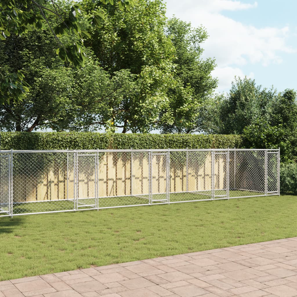 VidaXL Hundehütte mit Türen 12x2x1,5 m verzinkter Stahl grau