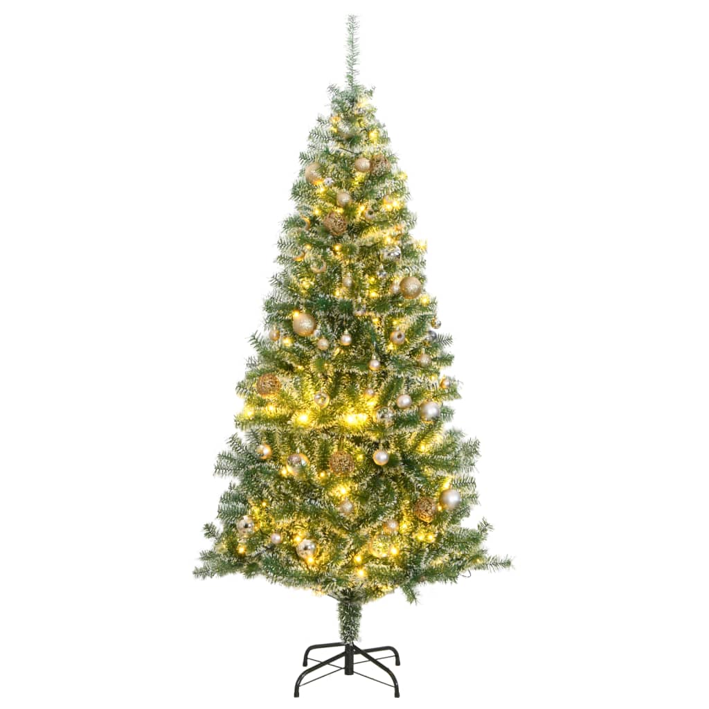 VidaXL Künstlicher Weihnachtsbaum mit 300 LEDs, Kugeln und Schnee 180 cm