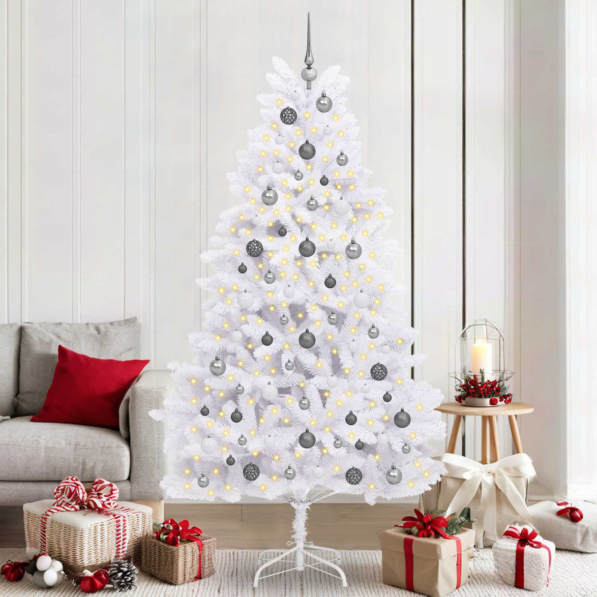 Vidaxl kunstkerstboom wit 106 x 106 x 210 cm pvc en metaal