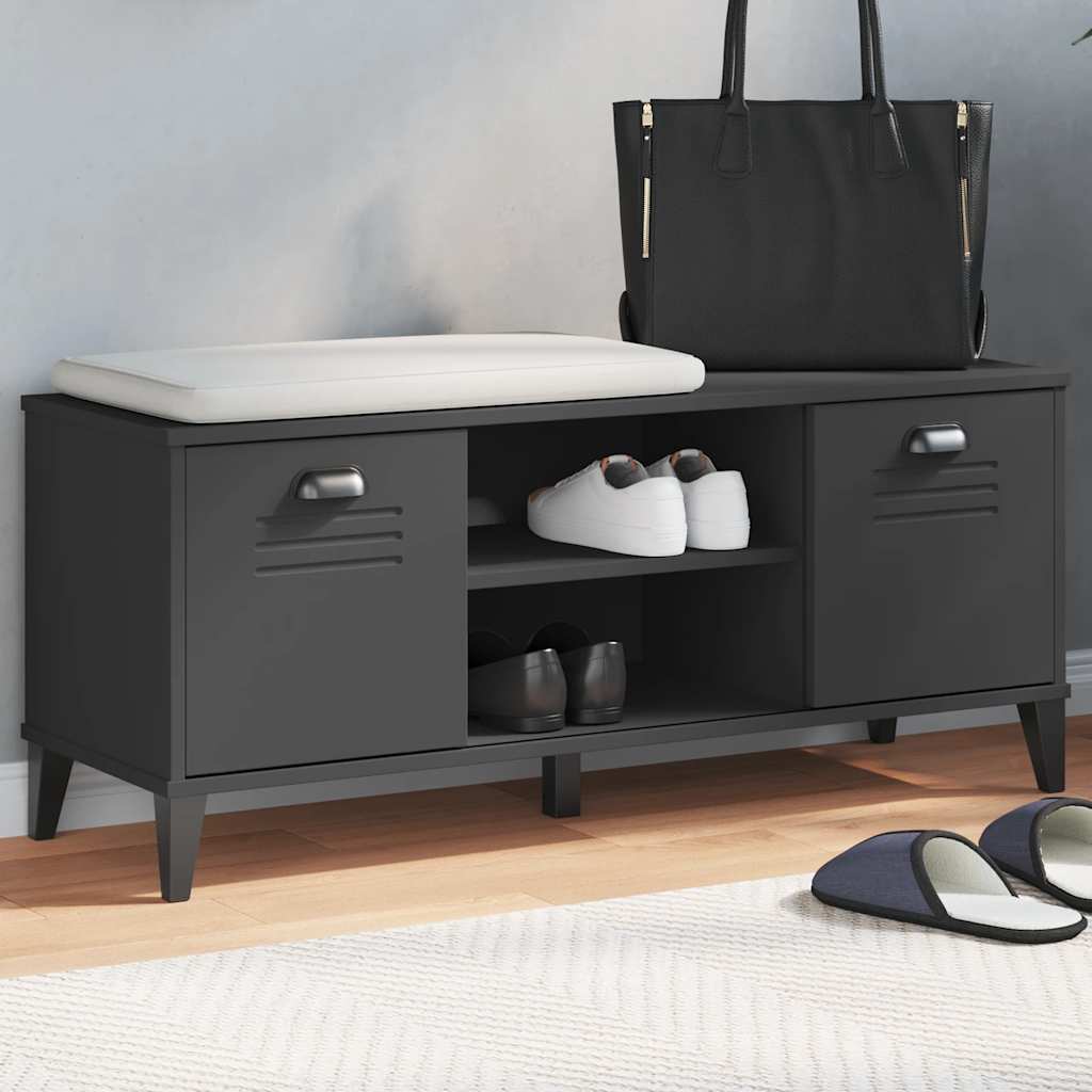 VidaXL Schuhbank Viking 106x35x45 cm lackiertes Holz schwarz