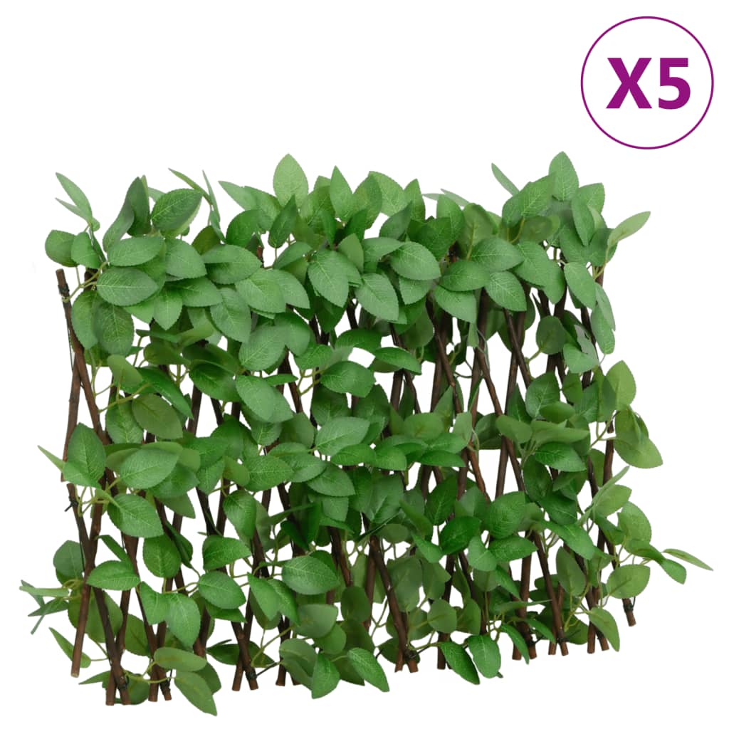 Vidaxx künstliche Efeupflanze am Spalier 5 Stück ausziehbar 180x30 cm grün